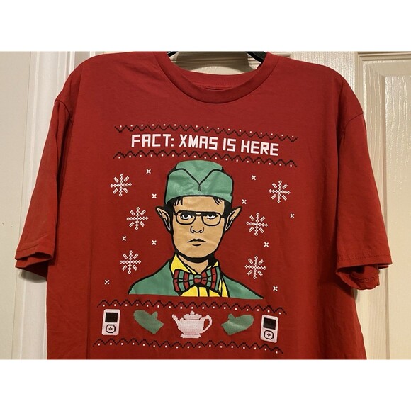 The Office Dwight Schrute Elf Ugly Christmas T-Shirt Men’s XL Fact: XMAS IS HERE - Picture 9 of 9